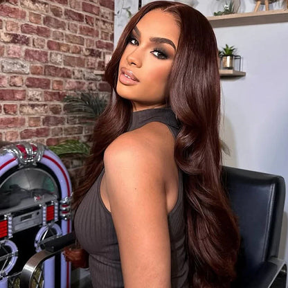 Copper Brown 13x6 Clear HD Lace Frontal Wig Body Wave 100% Human Hair Super Natural Hairline