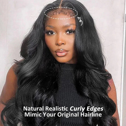 Natural 4C Edges Curly Baby Hair 13X6 HD Lace Front Human Hair Wigs Body Wave Wigs