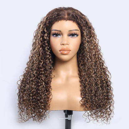 Glueless 4c Edge Blonde Highlight Curly Human Hair Lace Wig 13X4 13X6 Undetectable HD Lace Front Wig