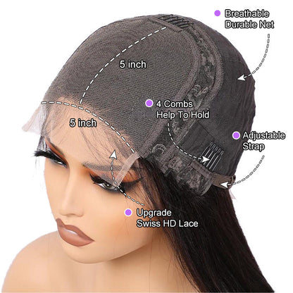 Highlighted Deep Wave Wig #4/27 Ombre Colored Wig Brown Wig With Blonde Highlighted Lace Front Human Hair Wigs