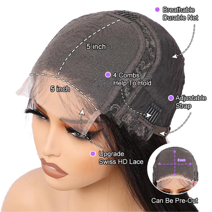 Skin Melt Body Wave 5x5 HD Lace ClosureWigs Pre-Plucked LaceClosure Human Hair Wig