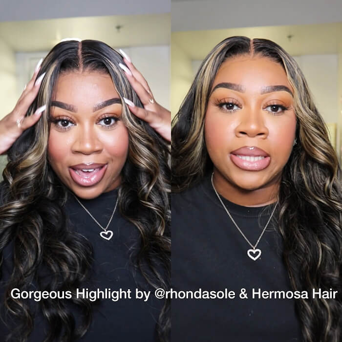 20 inch=$109 Balayage 1B/27 Highlight Body Wave Glueless Pre-Cut 8x5 HD Lace Closure Human Hair Wigs 180% Density