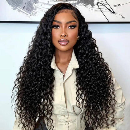Deep Wave Glueless Wig With Elastic Drawstring 8x5 Closure HD Lace Human Hair Pre Everything Wigs No Skills Needed