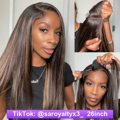 20 inch=$109 Balayage 1B/27 Highlight Body Wave Glueless Pre-Cut 8x5 HD Lace Closure Human Hair Wigs 180% Density