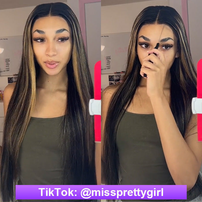 20 inch=$109 Balayage 1B/27 Highlight Body Wave Glueless Pre-Cut 8x5 HD Lace Closure Human Hair Wigs 180% Density
