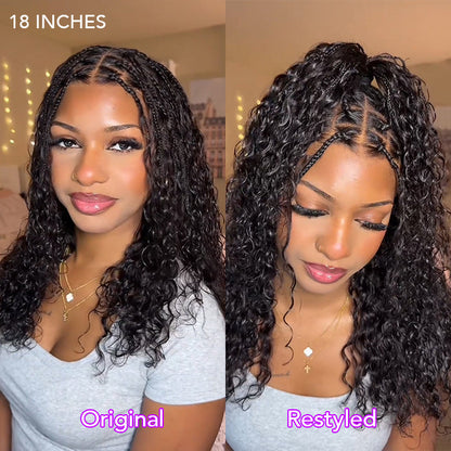$100 off Flash Sale | Knotless HD Lace Human Hair Braided Curly Wig Glueless 8x5 HD Lace Wigs Pre-Cut Lace