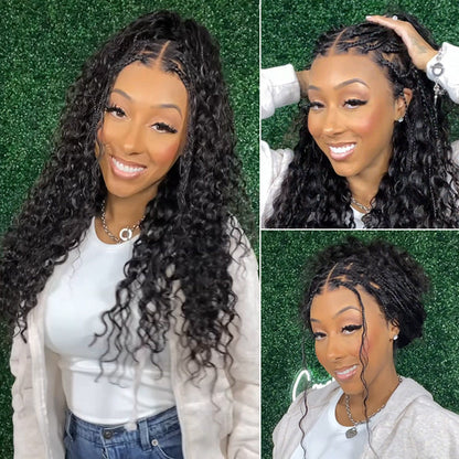 $100 off Flash Sale | Knotless HD Lace Human Hair Braided Curly Wig Glueless 8x5 HD Lace Wigs Pre-Cut Lace