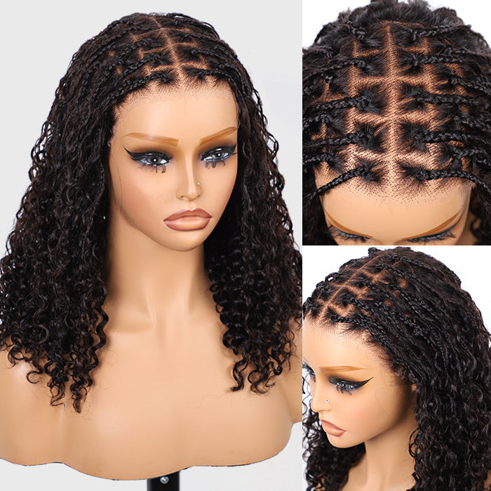 $100 off Flash Sale | Knotless HD Lace Human Hair Braided Curly Wig Glueless 8x5 HD Lace Wigs Pre-Cut Lace