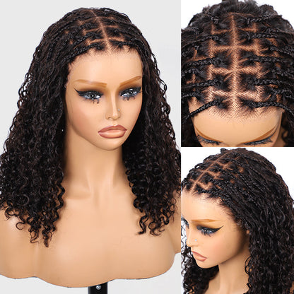 $100 off Flash Sale | Knotless HD Lace Human Hair Braided Curly Wig Glueless 8x5 HD Lace Wigs Pre-Cut Lace