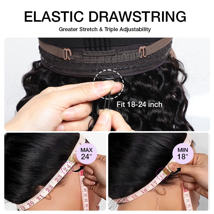 1B/30 Balayage Highlight Deep Wave Drawstring 13X6 Full HD Lace Frontal Human Hair Wigs