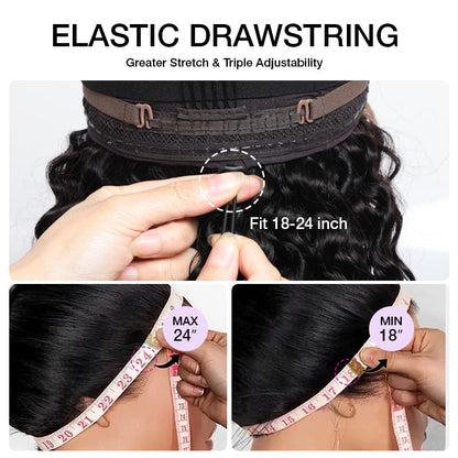 1B/30 Balayage Highlight Deep Wave Drawstring 13X6 Full HD Lace Frontal Human Hair Wigs