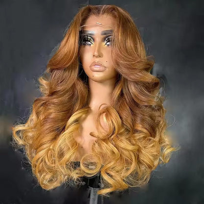 Ombre Light Brown Wigs 13x6 Lace Frontal Wigs Human Hair Pre Plucked Brazilian Virgin Hair Glueless Body Wave Wigs