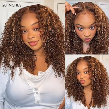 Glueless 4c Edge Blonde Highlight Curly Human Hair Lace Wig 13X4 13X6 Undetectable HD Lace Front Wig