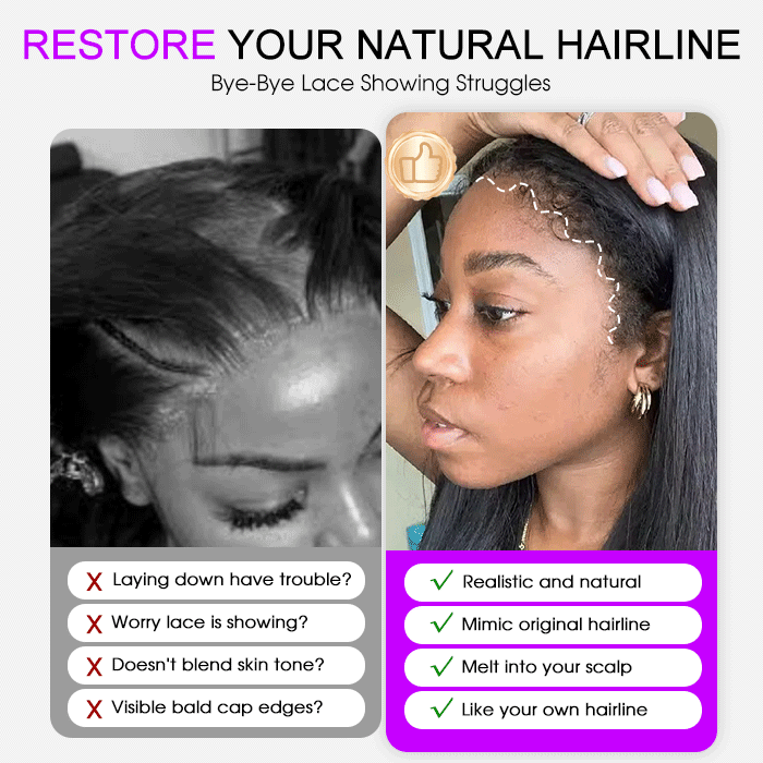 Natural 4C Edges Curly Baby Hair 13X6 HD Lace Front Human Hair Wigs Body Wave Wigs