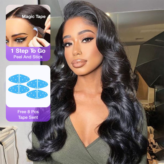 Full 13x6 Lace Frontal Wig Skin Melt HD Lace Wig Body Wave Pre Plucked & Bleached Glueless Wig