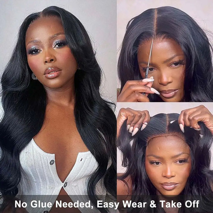 Body Wave Wigs 4x4 Pre Cut Lace Closure Wigs Pre Plucked Glueless Human Hair Wigs