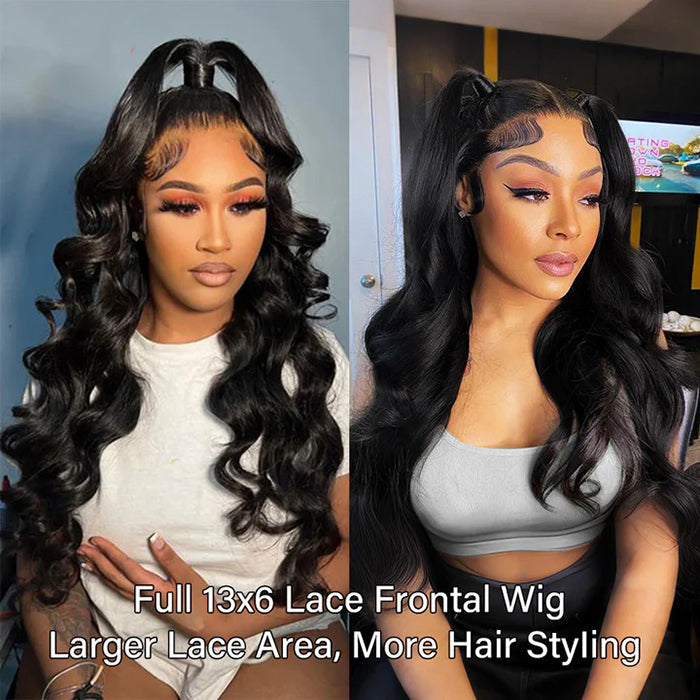 Drawstring Glueless Wig HD Lace Body Wave 13x6 Full Lace Frontal Wigs Friendly To All Heads