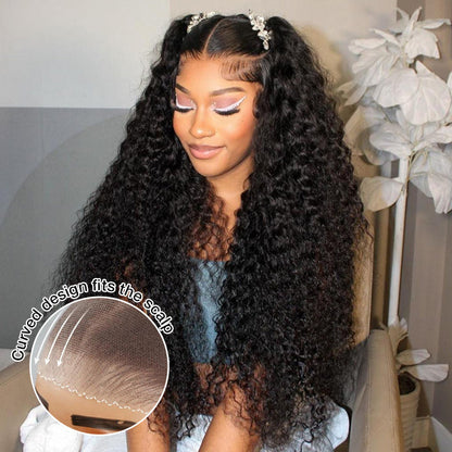 13x6 Pre-All Glueless Lace Frontal Wig Pre Cut Ear to Ear Lace Glueless Deep Wave Wigs