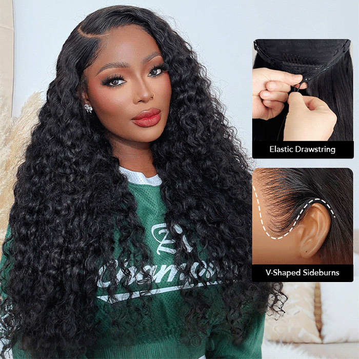 Skinlike HD Lace Brazilian Deep Wave Wigs Drawstring 13x6 Full Frontal Lace Wigs 100% Real Human Hair Wigs For Black Women