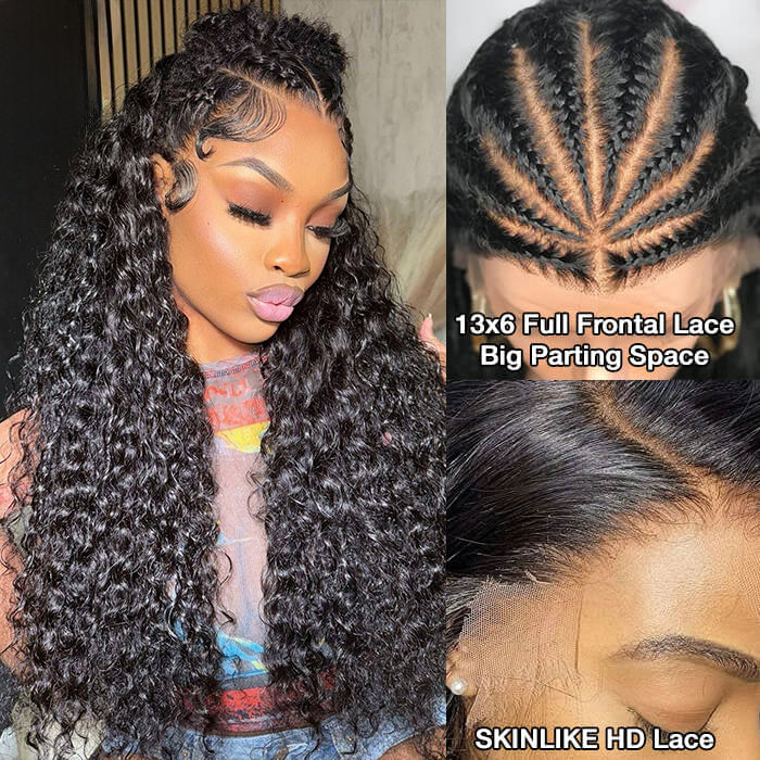 Deep Wave Wig Ear-to-ear Glueless 13x6 Full Frontal HD Lace Wig with Drawstring Friendly To All Heads