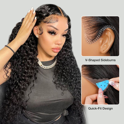 Deep Wave Wig Ear-to-ear Glueless 13x6 Full Frontal HD Lace Wig with Drawstring Friendly To All Heads