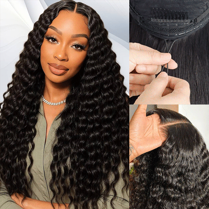 Deep Wave Wig Ear-to-ear Glueless 13x6 Full Frontal HD Lace Wig with Drawstring Friendly To All Heads