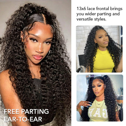 Skinlike HD Lace Brazilian Deep Wave Wigs Drawstring 13x6 Full Frontal Lace Wigs 100% Real Human Hair Wigs For Black Women