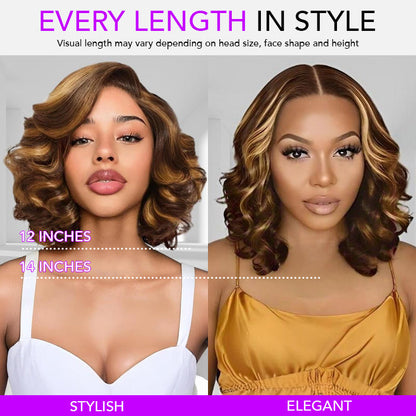 Salon-Quality Loose Body Wave Short Wigs Glueless HD Lace Human Hair Pre Plucked & Bleached Put On Go