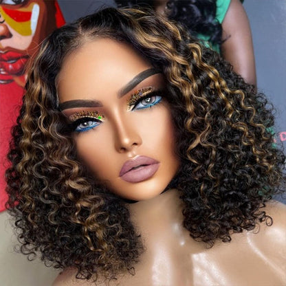 Wear Go Glueless Highlight Curly Bob Wig Invisible Melted HD Lace 100% Real Human Hair Wigs