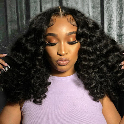 250 Density Loose Deep Wave Bob Wig 13x4 Lace Front Virgin Human Hair Wigs with Pre Plucked Hairline