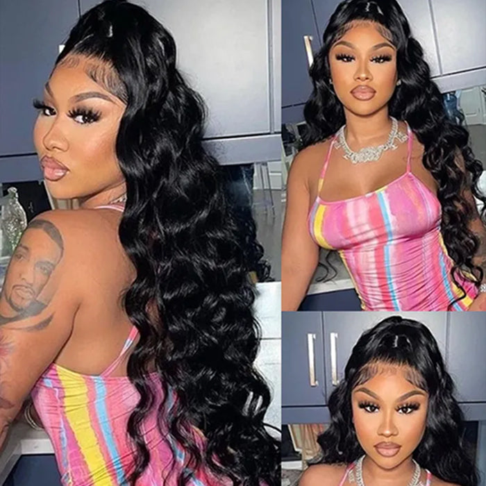 Loose Wave 13x6 Full Lace Frontal Wig Pre Bleached Glueless Lace Human Hair Wigs For Women
