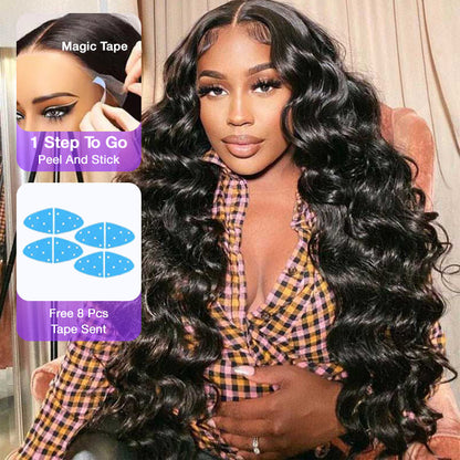 Loose Wave 13x6 Full Lace Frontal Wig Pre Bleached Glueless Lace Human Hair Wigs For Women