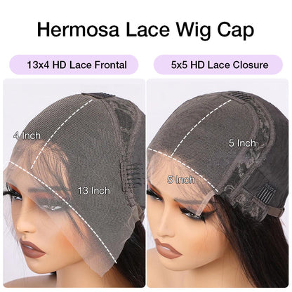 Straight Ombre Chestnut Brown Highlight Lace Front Wigs with Dark Roots Pre Plucked Glueless Wigs 300% Density