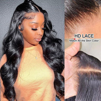 Body Wave Wigs 4x4 Pre Cut Lace Closure Wigs Pre Plucked Glueless Human Hair Wigs