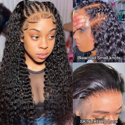 13x6 Pre-All Glueless Lace Frontal Wig Pre Cut Ear to Ear Lace Glueless Deep Wave Wigs