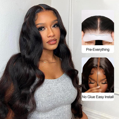Body Wave Wigs 4x4 Pre Cut Lace Closure Wigs Pre Plucked Glueless Human Hair Wigs