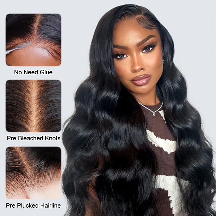 Pre Everything Body Wave Glueless Wig With Elastic Drawstring 8x5 Closure HD Lace Human Hair Long Wig Pre-Cut Lace with Natural Hairline