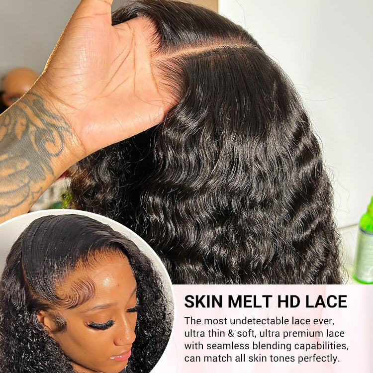 Deep Wave 4x4 HD Lace Closure Wig Pre Cut & Plucked & Bleached Put on go® Glueless Wig Beginner Friendly