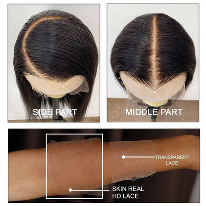 13x6 Full Lace Frontal Pre-Styled Loose Body Wave Wigs With Curtain Bangs Human Hair Pre Bleached Brailian Wigs For Women