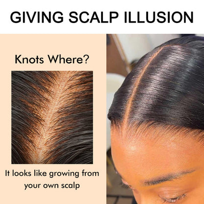 Body Wave Invisi-String Snug Fit 360 HD Lace Frontal Glueless Wig With Bleached Knots Lace Parting Anywhere