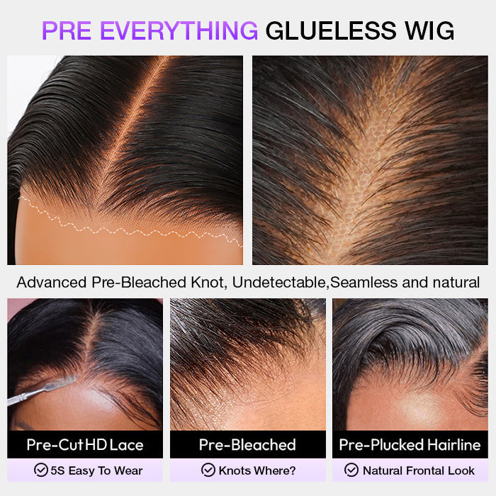 Glueless Water Wave 4x4 Pre Cut Lace Put on go® Wigs Pre Plucked & Pre Bleached Human Hair Wigs