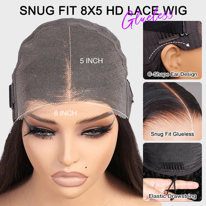 $100 off Flash Sale | Knotless HD Lace Human Hair Braided Curly Wig Glueless 8x5 HD Lace Wigs Pre-Cut Lace
