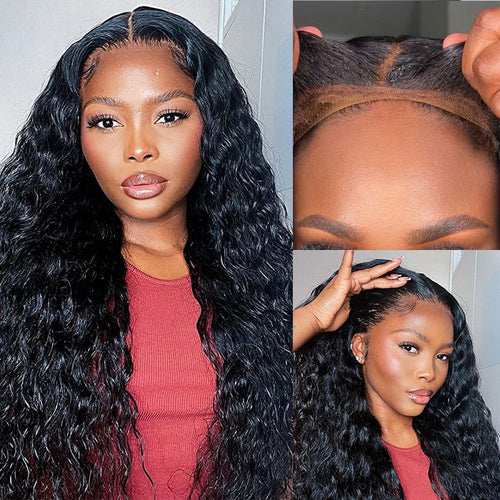 Glueless Water Wave 4x4 Pre Cut Lace Put on go® Wigs Pre Plucked & Pre Bleached Human Hair Wigs