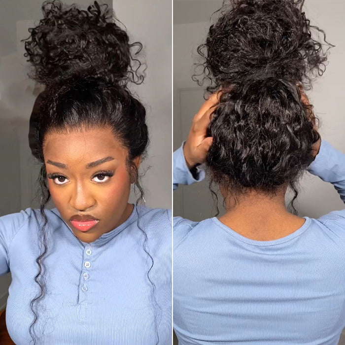 360 Full Lace Glueless Deep Wave Wigs with Invisi-String Snug Fit Pre-cut & Pre-bleached Human Hair Wig For Women