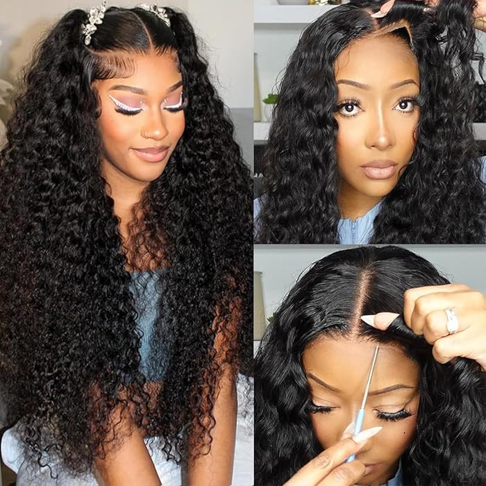 Deep Wave Glueless Wig With Elastic Drawstring 8x5 Closure HD Lace Human Hair Pre Everything Wigs No Skills Needed