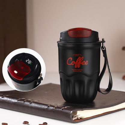 Coffee Vacuum Flask, 1 Count Portable Coffee Cup with Lid & Handle, Stainless Steel Insulated Water Bottle for Home, Office, and Outdoor Use, Insulated Travel Drinkware, Travel Coffee Mugs