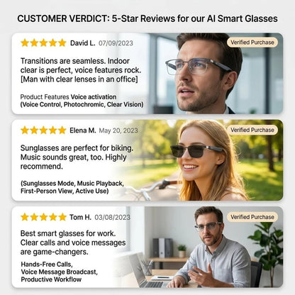 😎AI Bluetooth Smart Photochromic Sunglasses