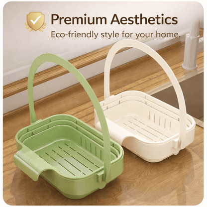 2-in-1 Foldable Sink Colander - Anti-Clog Filter & Organizer