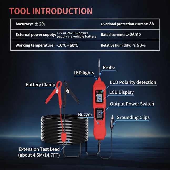🔌6V-24V DC Multifunctional Automotive Power Circuit Probe Tester