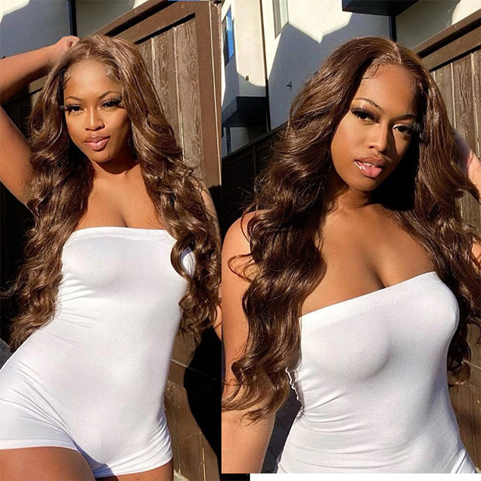 #4 Chocolate Brown Color Glueless Ready & Go Wig 8*5 Pre Cut HD Lace Closure Wigs